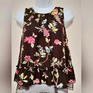 Disney Lauren Conrad Size Medium Snow White Brown Sleeveless Blouse